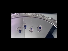 Pierścionki z biżuterią z szafirów barwionych, wyhodowanych w laboratorium