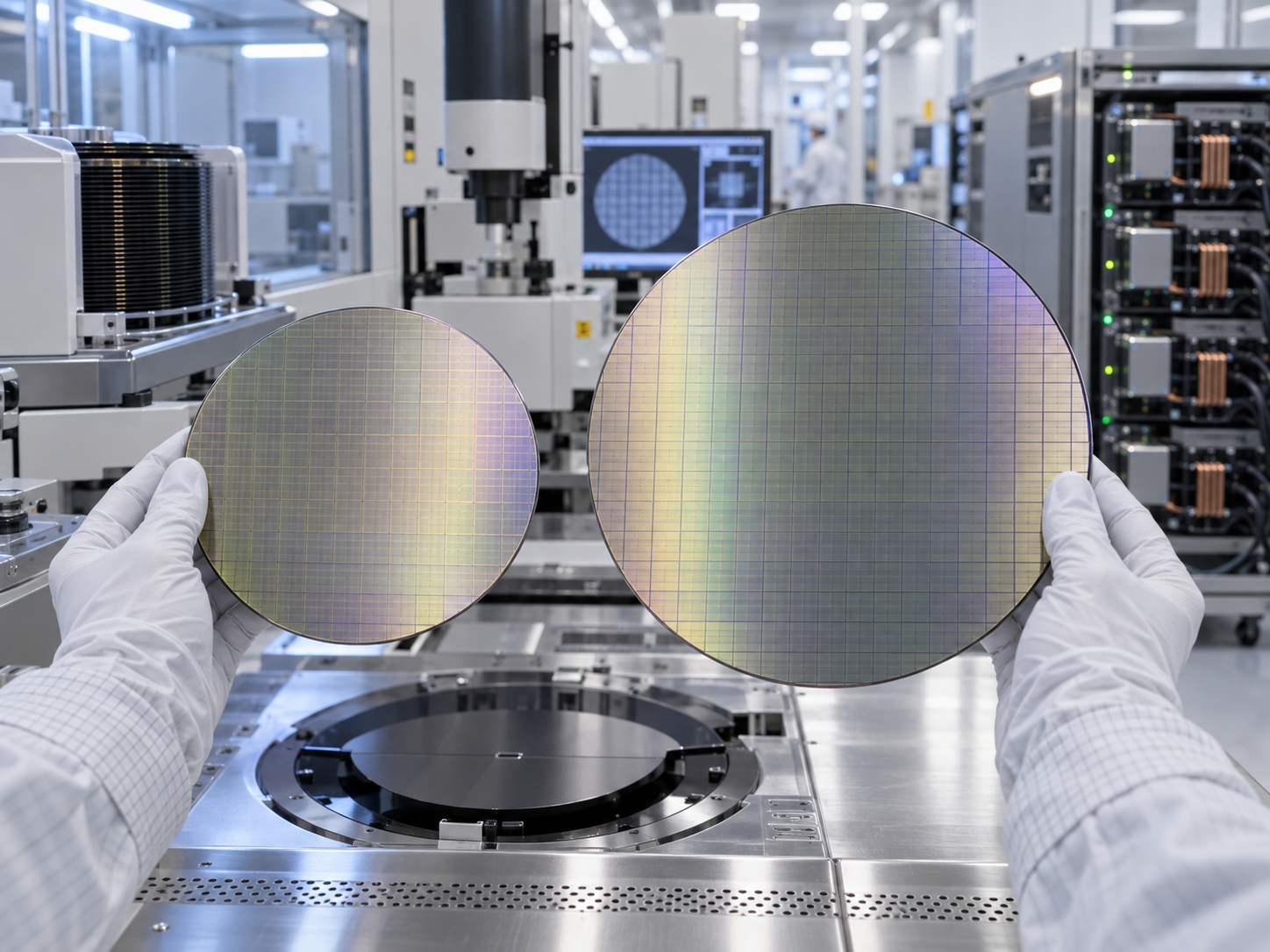 Najnowsze blogi firmy 200mm vs 300mm GaN-on-Silicon Wafers for AI Power Electronics: Wafer Bow, Buffer Layers, Epitaxy Uniformity, Cost and Fo
