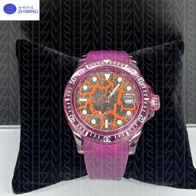 Dostosowalna 40mm/42mm okrągła szafirowa obudowa zegarka w magenta